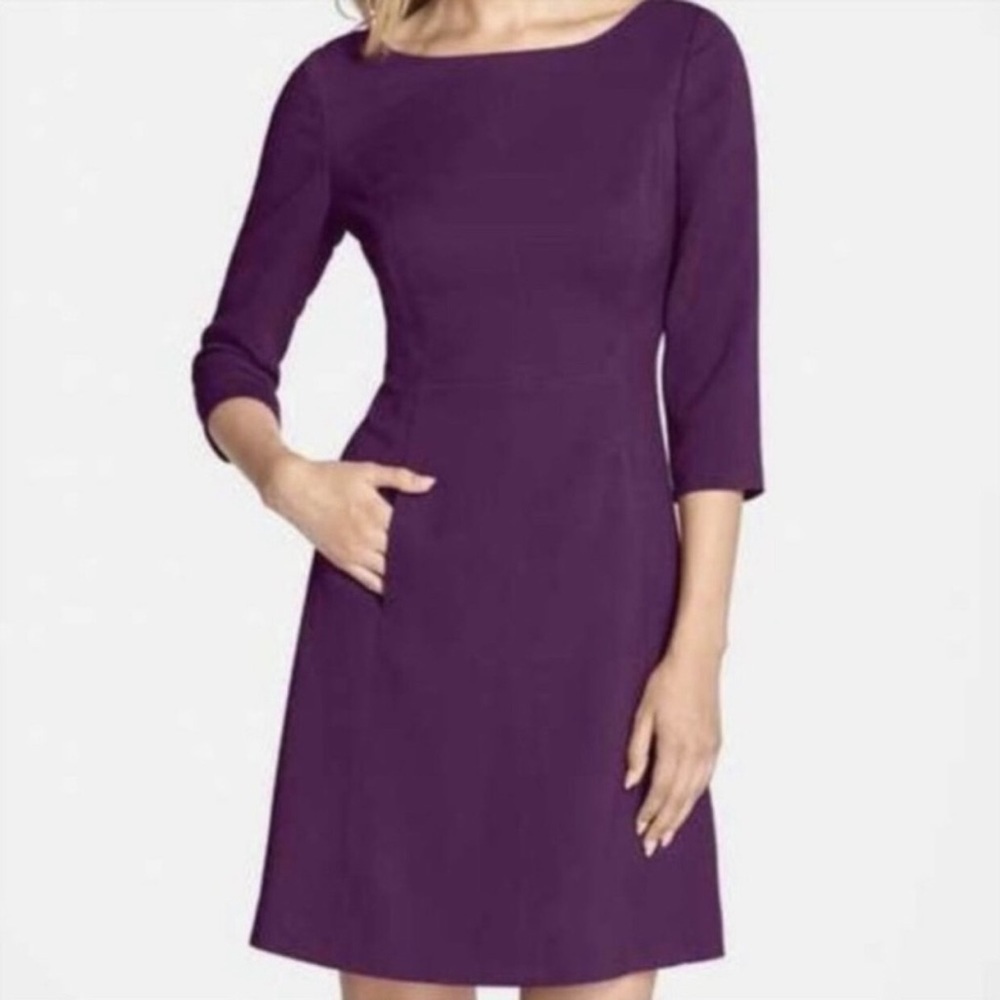 Vince Camuto Black 3/4 Sleeve A Line Pocket Dress